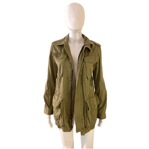 J. Crew Boyfriend Fatigue Jacket Military Cargo Pockets Full Zip (XS)